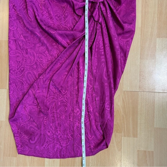 NWT Veronica Beard Weiss Magenta Faux Wrap Silk Blend Jacquard Midi Dress - Picture 15 of 16
